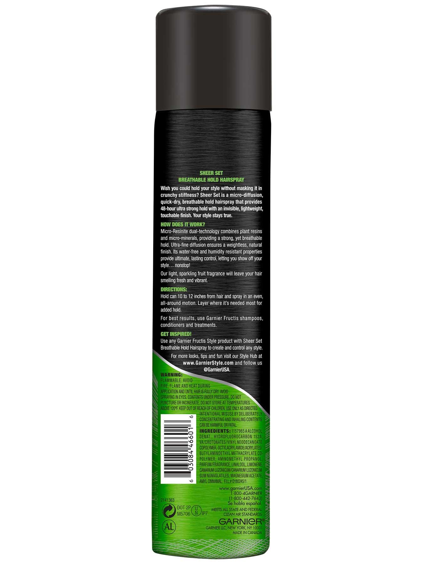 Back view of Sheer Set Ultra Strong Hold Breathable Hairspray.
